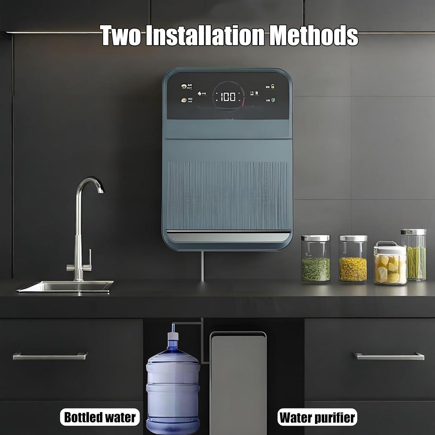 2200W Hot and Cold Water Dispenser, Wall-Mounted Instant Water Dispenser with Child Lock, Hot Waters 20L/h, for Home, Commercial(White)