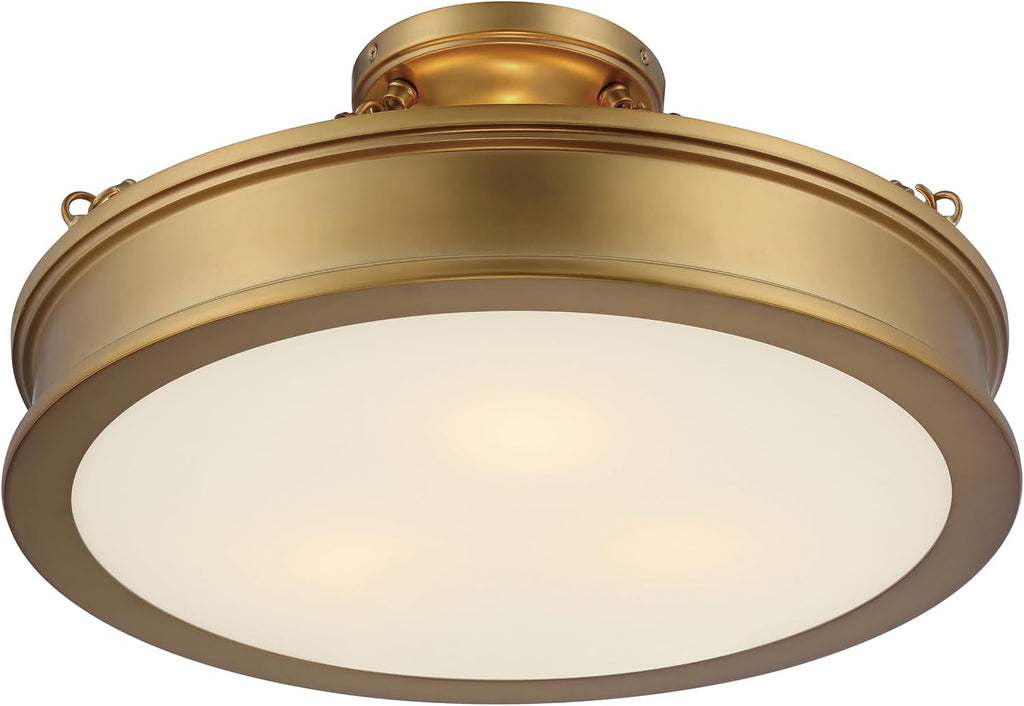 Minka Lavery 4177-249 Harbour Point Semi-Flush, 3-Light, 300 Total Watts, 19-in H x 9.75-in W, Liberty Gold