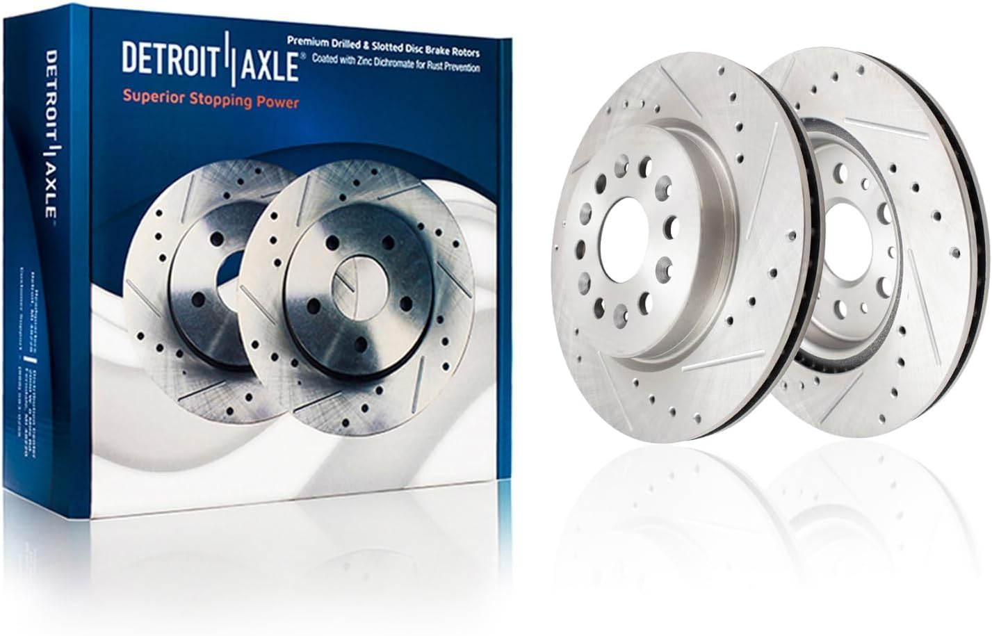 Detroit Axle - Brake Kit for 17-20 GMC Acadia 18-20 Buick Enclave Chevrolet Traverse, 19-20 Blazer, Drilled Slotted Brakes Rotors Brake Pads Replacement : 12.64 inch Front & 12.40 inch Rear Rotors