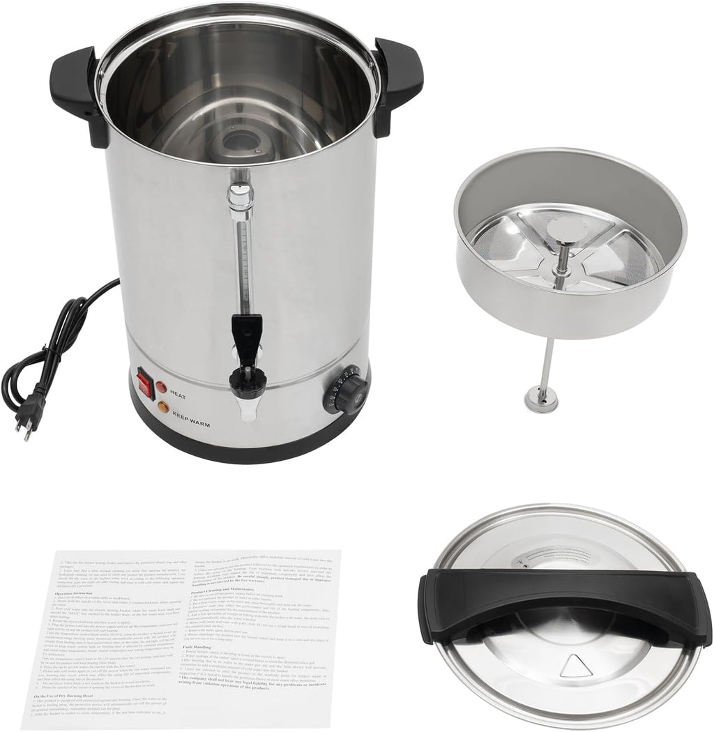 12L WantJoin Electric Heating Beverage Dispenser, 1500W Hot Drink Dispenser 304 Stainless Steel Interior Insulated Beverage Heaters Cold & Hot Water Dispenser with Spigot for Coffee Tea Milk