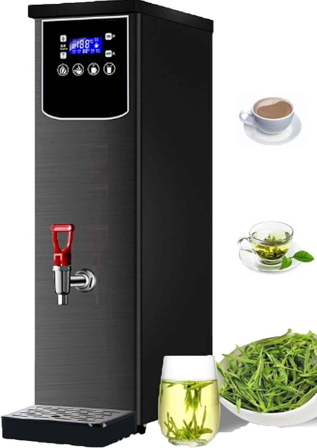 Hot Water Dispenser with Smart Digital Display and Timing, Commercial Hot Water Dispenser with Spigot, Rapid Heating for Restaurant, Hotel, Office Black