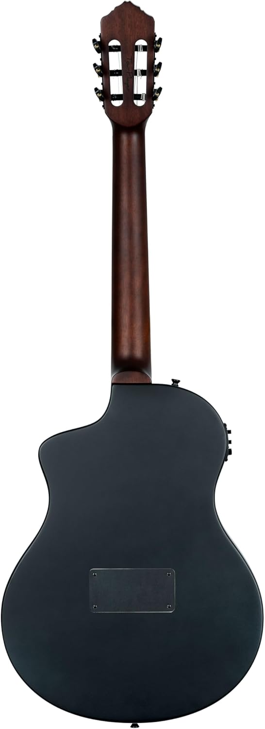 Ortega TourPlayer Standard Thinline Crossover Nylon-String Electric Guitar w/Pro gig bag, Satin Black (RTPSTD-SBK)
