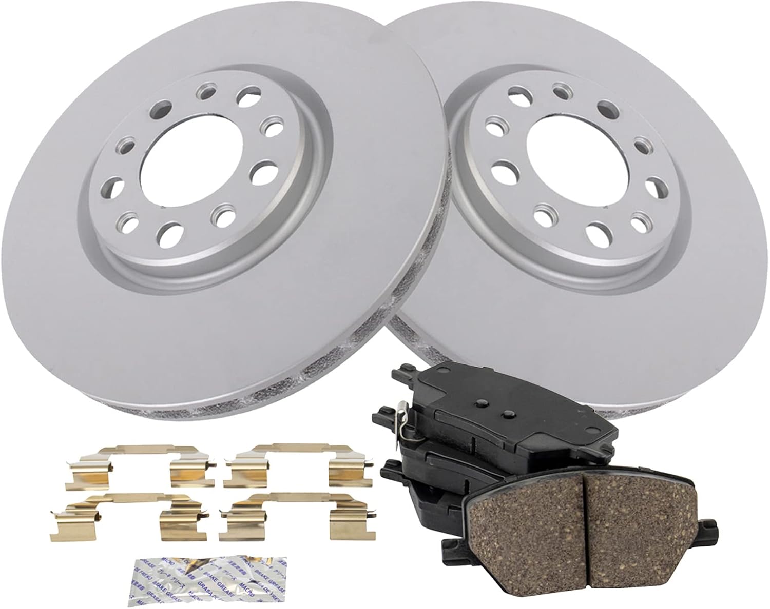 TRQ Front Brake Pad and Rotor Set Ceramic G Coated Vented Rotors Compatible with 2016-2021 Fiat 500X 2017-2022 Jeep Compass 2015-2021 Renegade