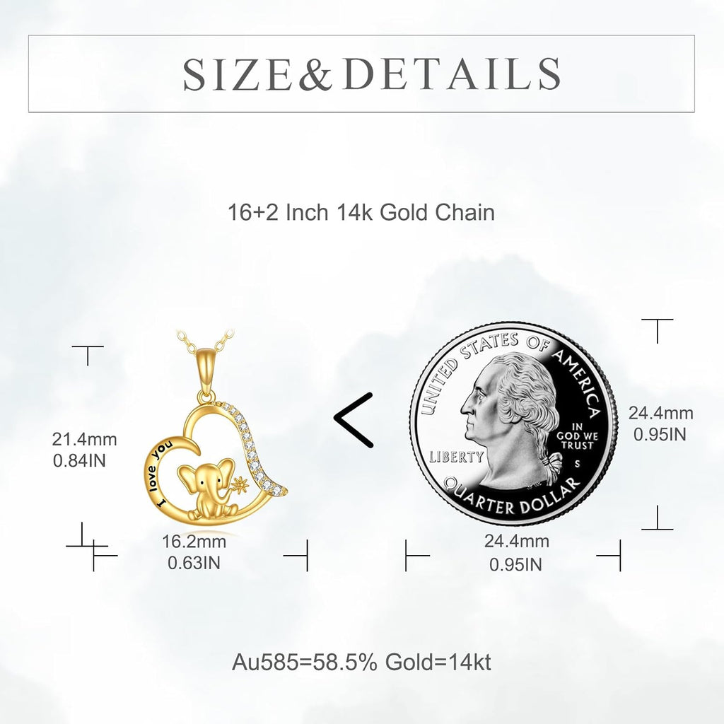 KECHO Christmas Gifts 14k Solid Gold Animals Necklace for Women Giraffe Bee Elephant Ladybug Koala Axolotl Horse Unicorn Cat Necklaces Pendant Jewelry Mothers Day Birthday for Mom Wife Friends