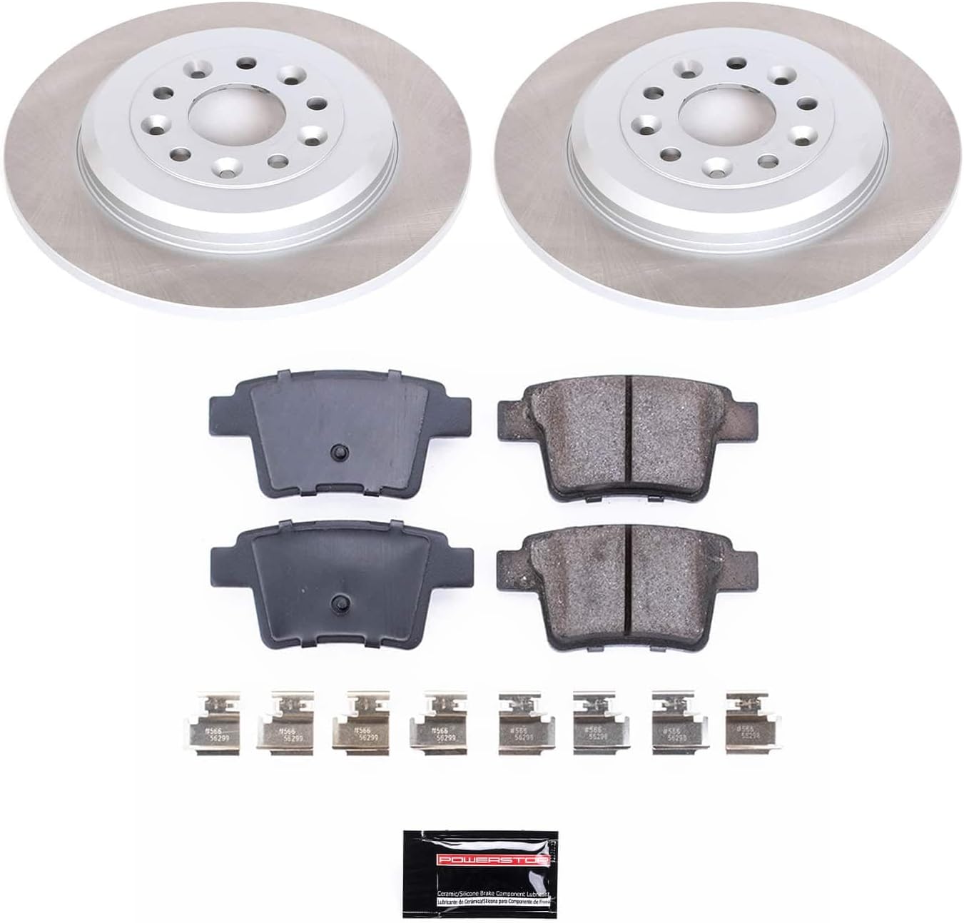 PowerStop Rear Brake Kit for Ford Five Hundred 2005-07 |Freestyle 2005-07 |Taurus 2008-09 |Taurus X 2008-09 |Mercury Montego 2005-07 - Ceramic Brake Pads + Semi Coated Rotors Replacement, SC4600