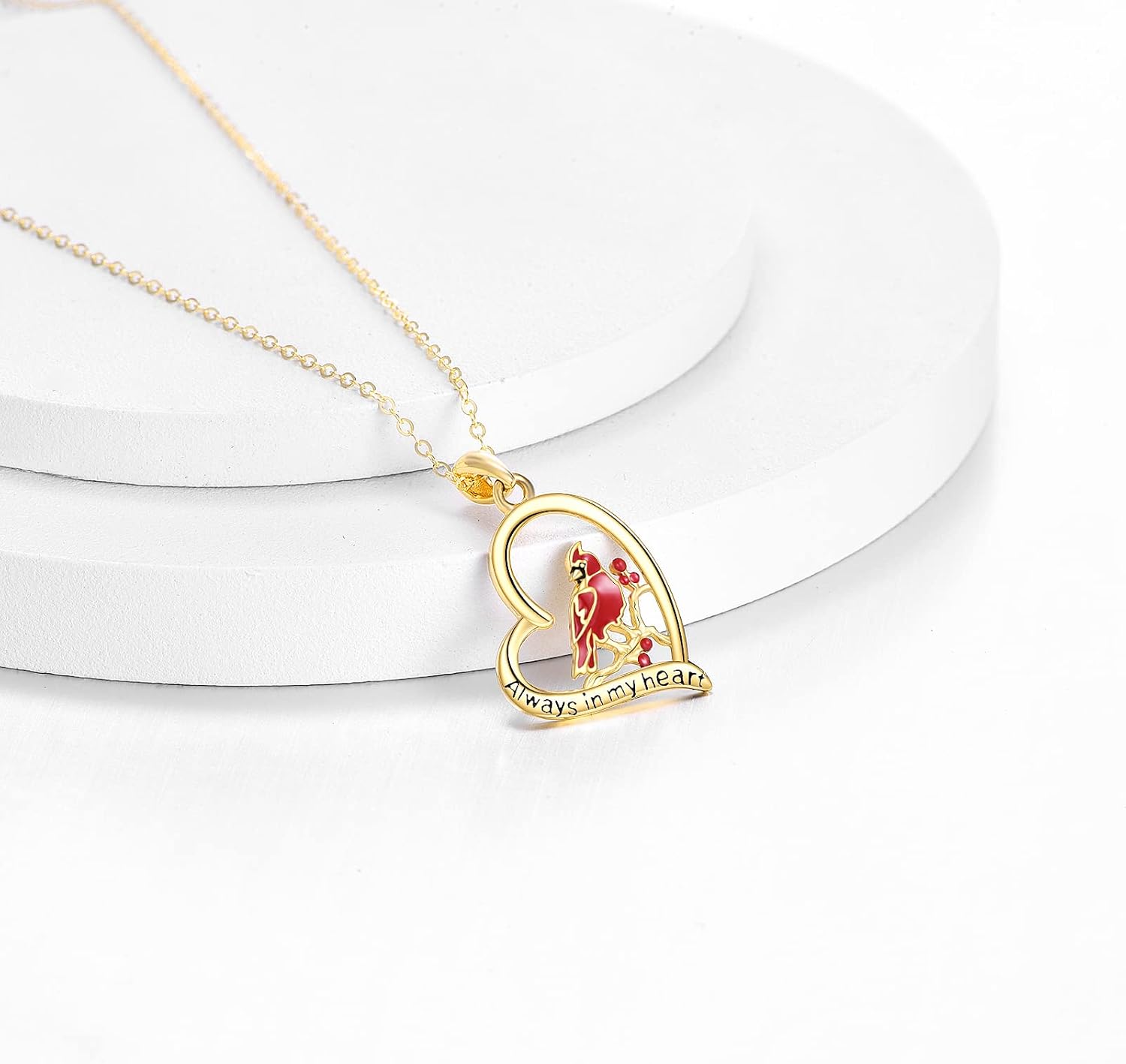 KECHO 14K Gold Red Cardinal/Hummingbird/Ladybug/Dragonfly Necklace Gifts for Women Pendant Memorial Jewelry