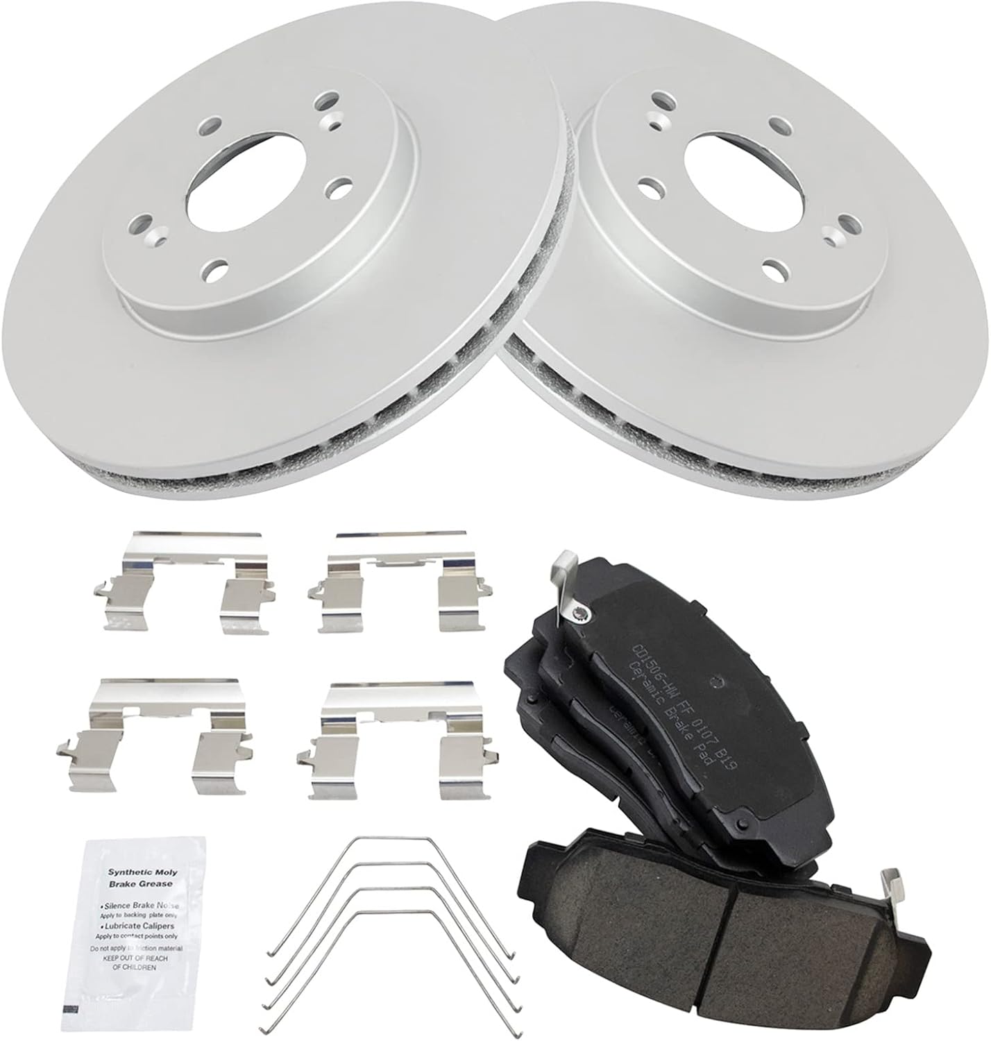 TRQ Front Ceramic Brake Pad and Rotor Set Coated Compatible with 2011-2014 Acura TSX, 2011-2012 Honda Accord EX 4 Door Sedan, 2011-2012 Honda Accord EX 2 Door Coupe