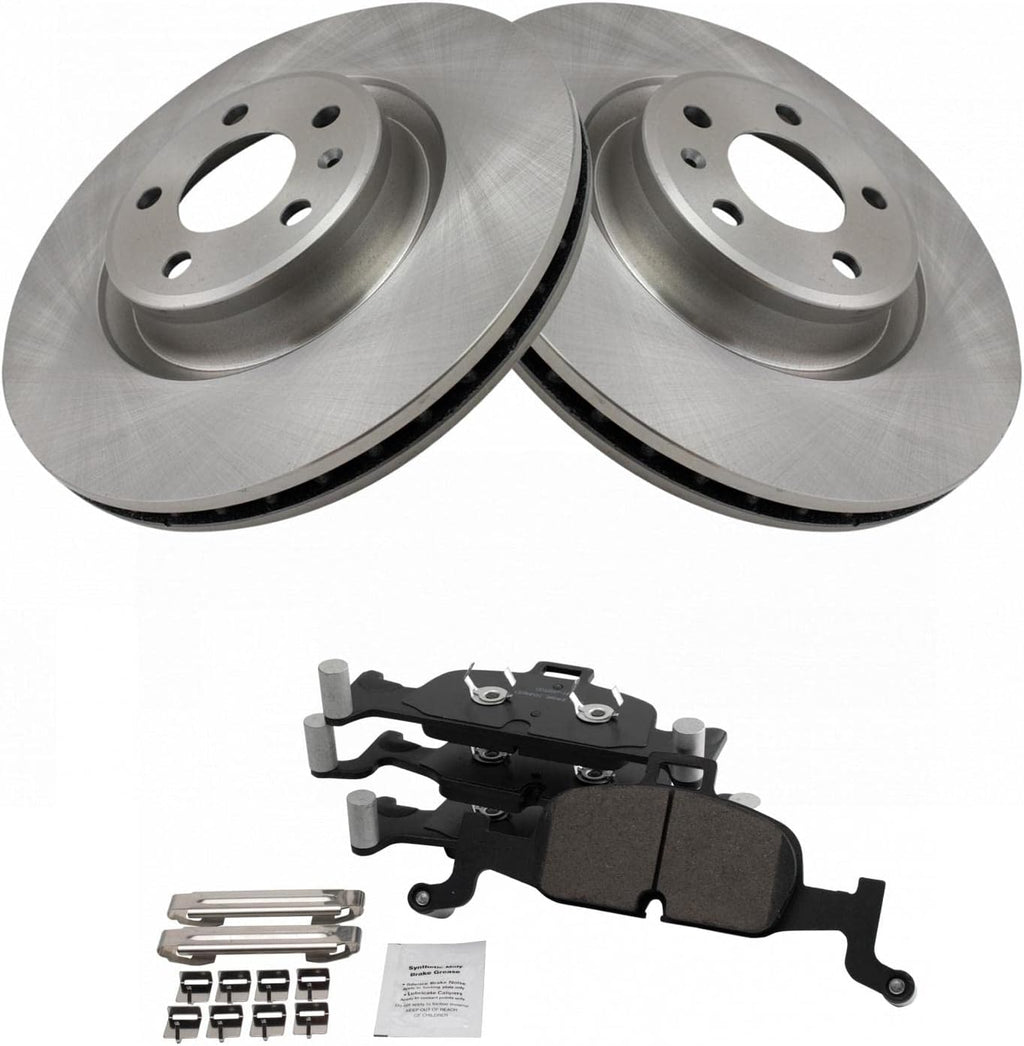 TRQ Front Ceramic Brake Pad and Rotor Set Compatible with 2017-2018 Audi A4 338mm Front Rotors 2017-2019 A4 allroad 2017-2018 A4 Quattro 2018-2019 A5 Quattro 2018-2019 A5 Sportback 2018 Q5