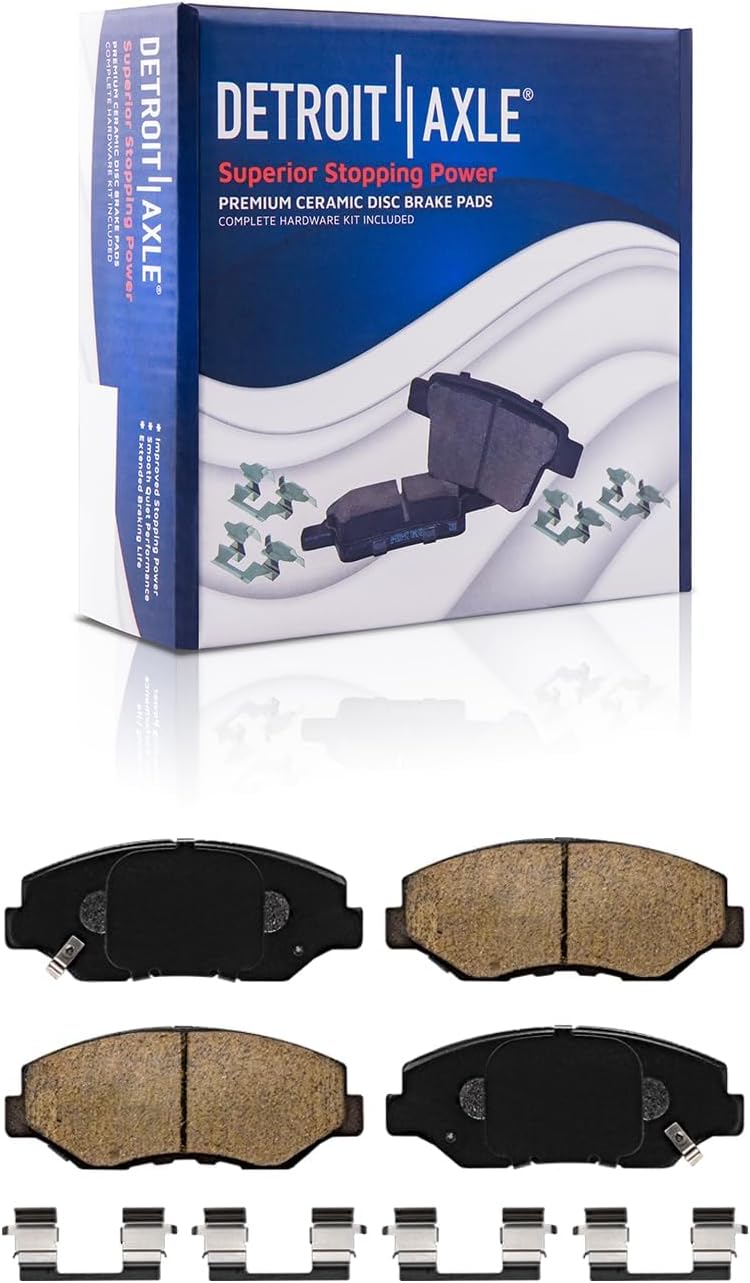 Detroit Axle - Brake Kit for 2003-2007 Honda Accord, Disc Brake Rotors Ceramic Brakes Pads with Hardware 2004 2005 2006 Replacement : 11.10' inch Front and 10.24' inch Rear Rotor