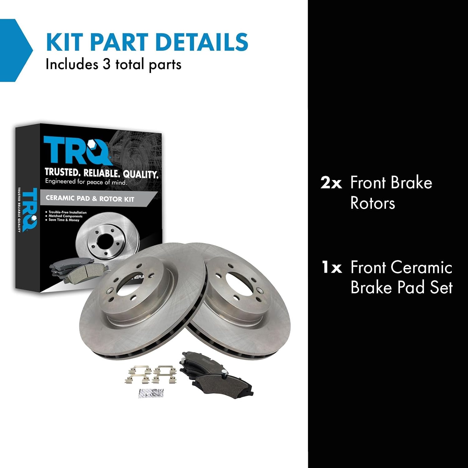 TRQ Front Brake Pad and Rotor Set Ceramic Vented Rotors Compatible with 2017 Land Rover Discovery 2010-2016 LR4 2014-2017 Range Rover 2011-2017 Range Sport