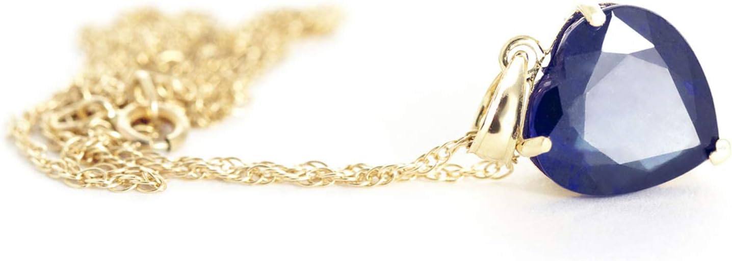 Galaxy Gold GG 4.3 Carat 14k Solid Gold Necklace with Natural Heart Shaped 10 mm Sapphire