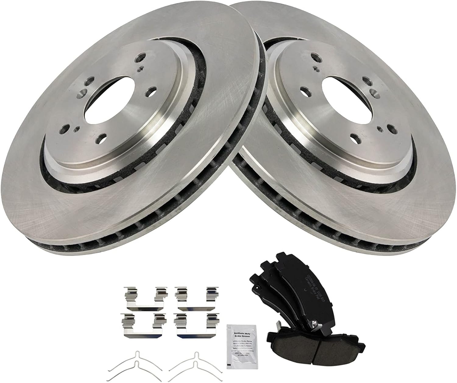 TRQ Front Ceramic Brake Pad and Rotor Set Compatible with 2015-2020 Acura TLX with 320mm Front Rotors