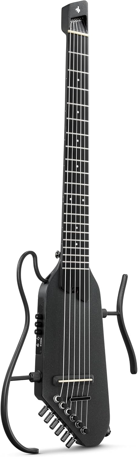 Acoustic-Electric Nylon String Classical Guitar– Ultra-Lightweight Travel Guitar, Black and Mini Guitar Amp Small Electric Amplifier 5W Portable