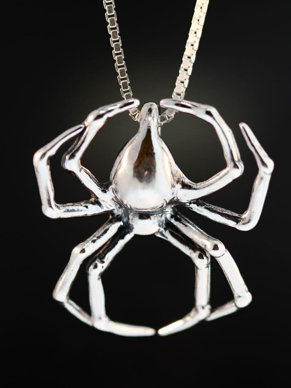 Spider Necklace Silver Large Silver Spider Charm Spider Pendant Spider Jewelry Silver Spider Halloween Jewelry Insect Jewelry Bug
