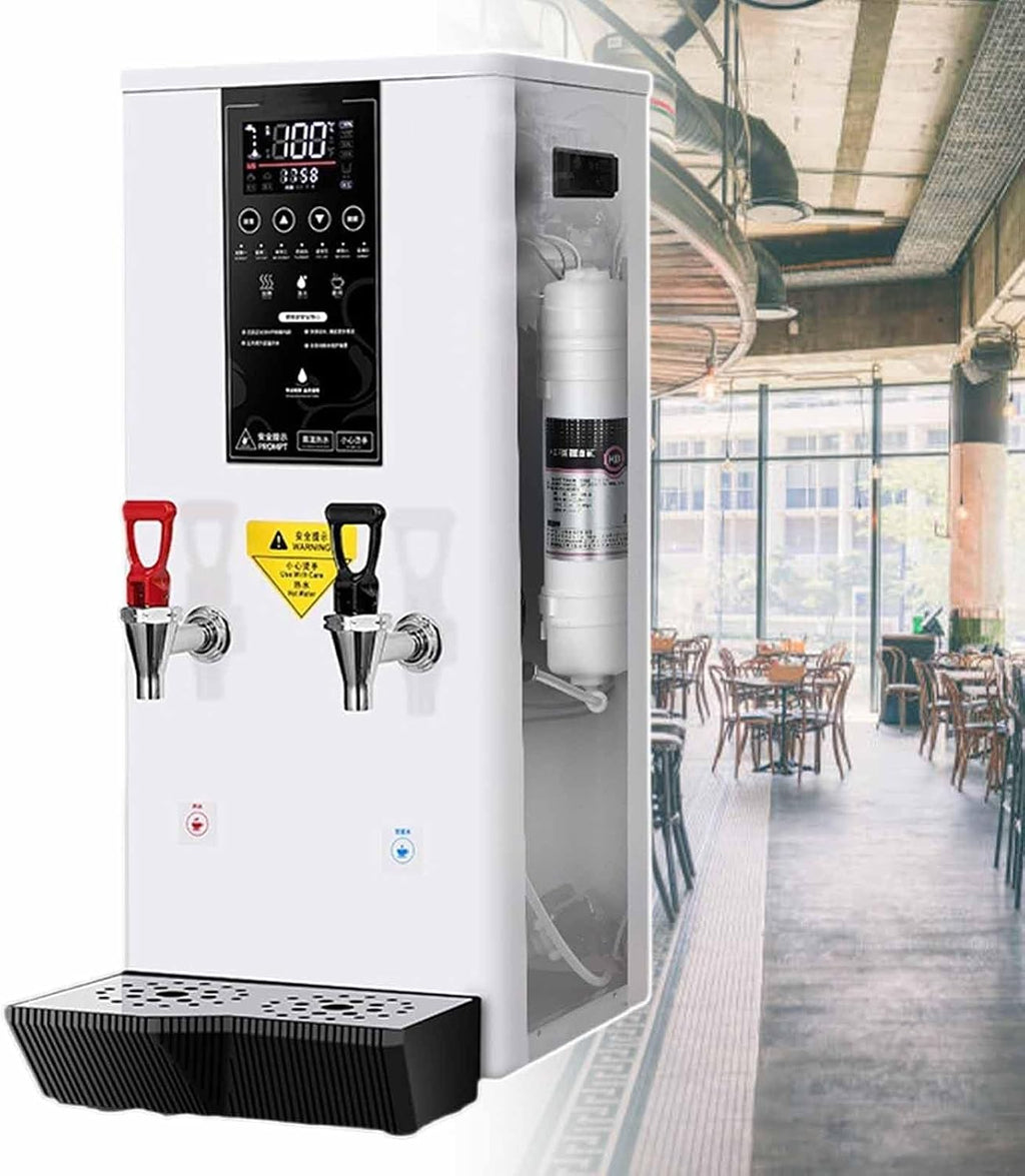 Commercial Hot Water Dispenser, Stepping Type Boiling Water Machine, Hot Water Constant Temperature Machine, LCD Temperature Display, with Drip Tray, Commercial/Home,White