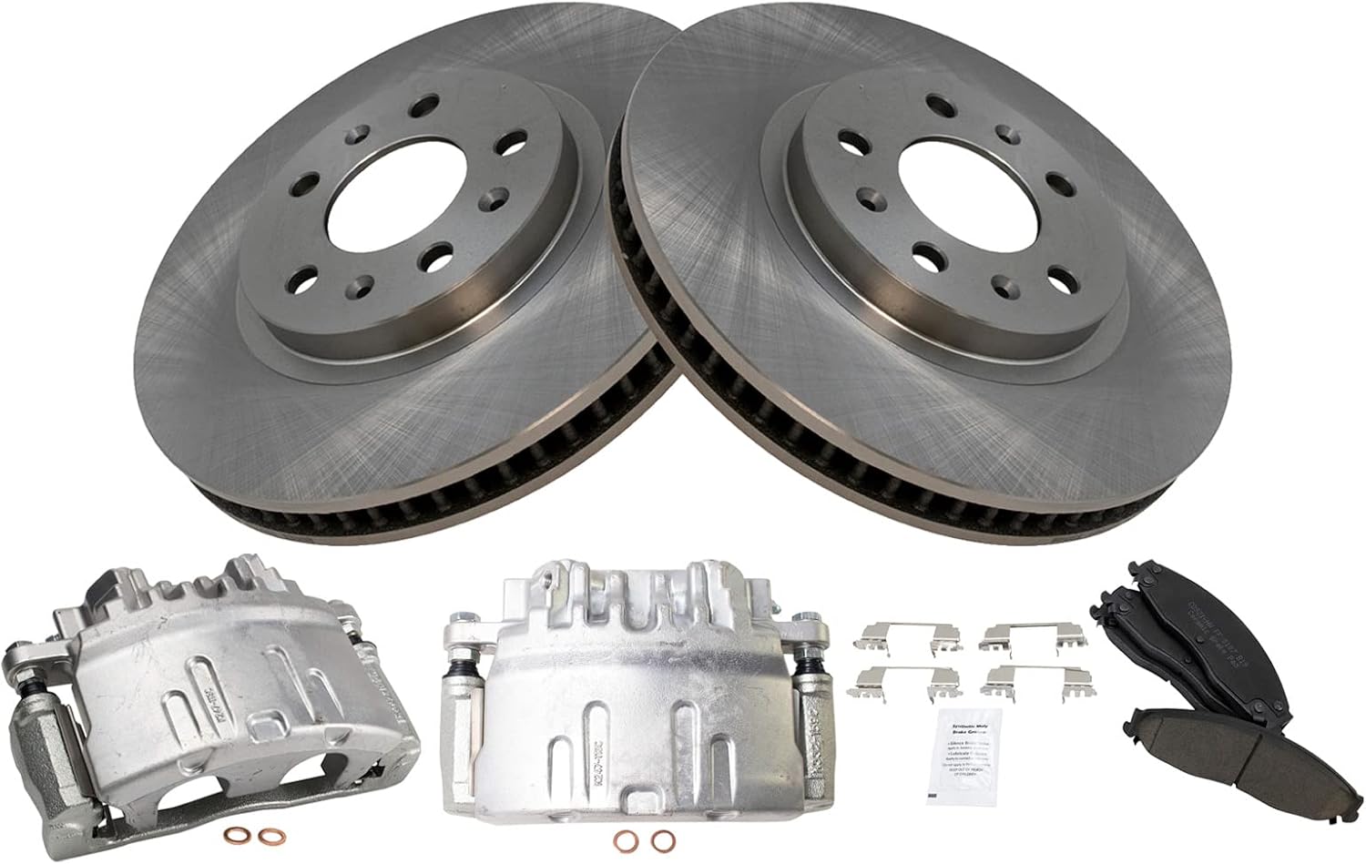 TRQ Front Brake Pad and Rotor Set Ceramic Vented Rotors Calipers Compatible with 2003-2007 Cadillac CTS