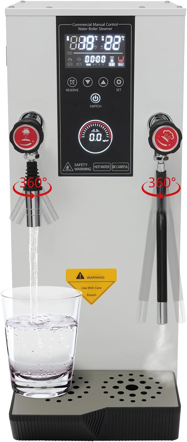 Commercial Hot Water Dispenser, 12L Water Boiler Electric Countertop Hot Water Machine with 12H Timer, Embedded Handle, Cup Temperature Probe, 1500W Fast Heating for Coffee Tea Restaurant Office