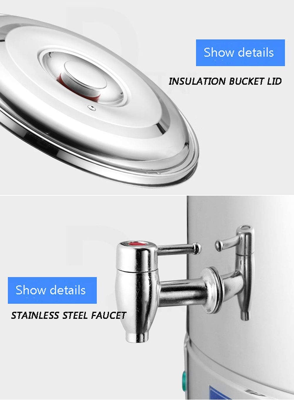 Drink Dispenser 304 Stainless Steel Water Boiler and Warmer, Electric Kettle Water Heater Hot Water Pot Instant Hot Water Dispenser Coffee Carafes for Keeping Hot Commercial Coffee for Parties