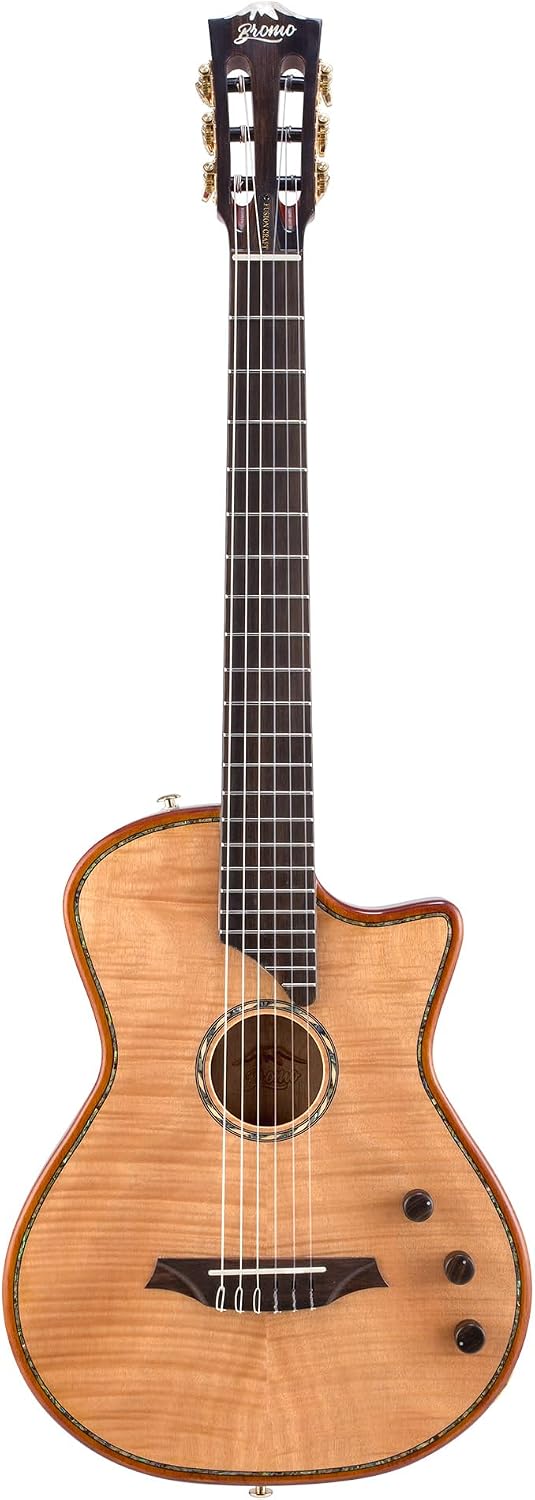 Bromo Ben 2c Natural Nylon String Guitar, Thinline Fully Chambered Semi-Hollow Body Guitar
