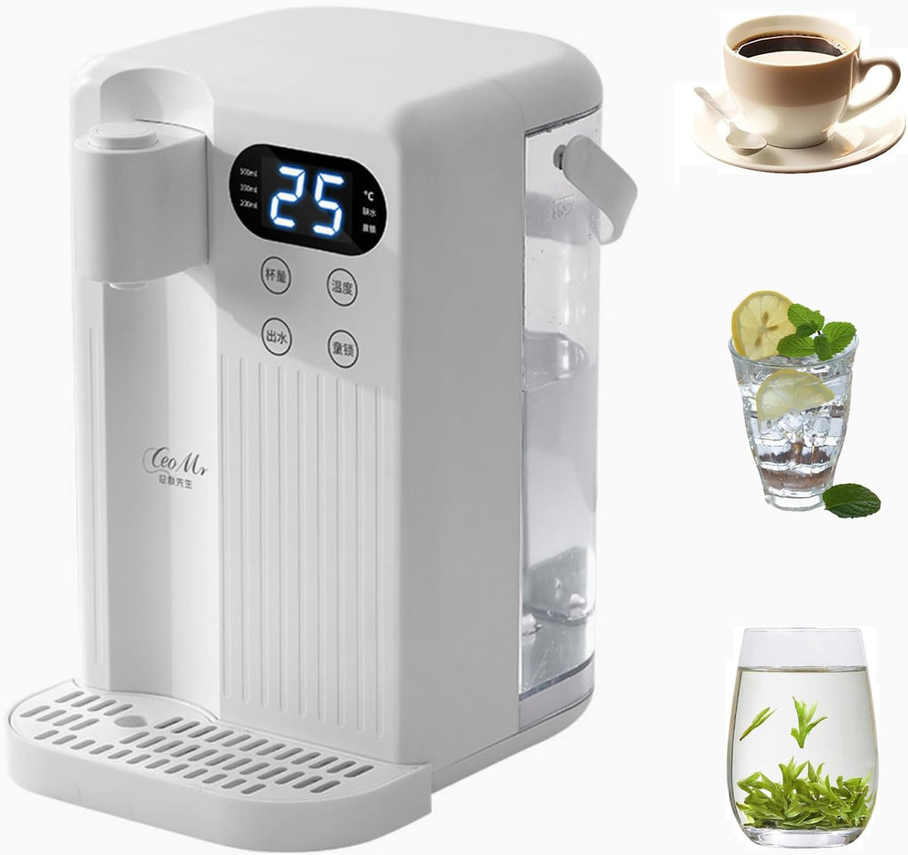 Countertop Water Dispenser, 3 Stage Water Filter & Adjustable Instant Hot Water | Easy Access Refillable 3L Tank | Tall 11.81' Dispense Height, LED Touch Controls (White)