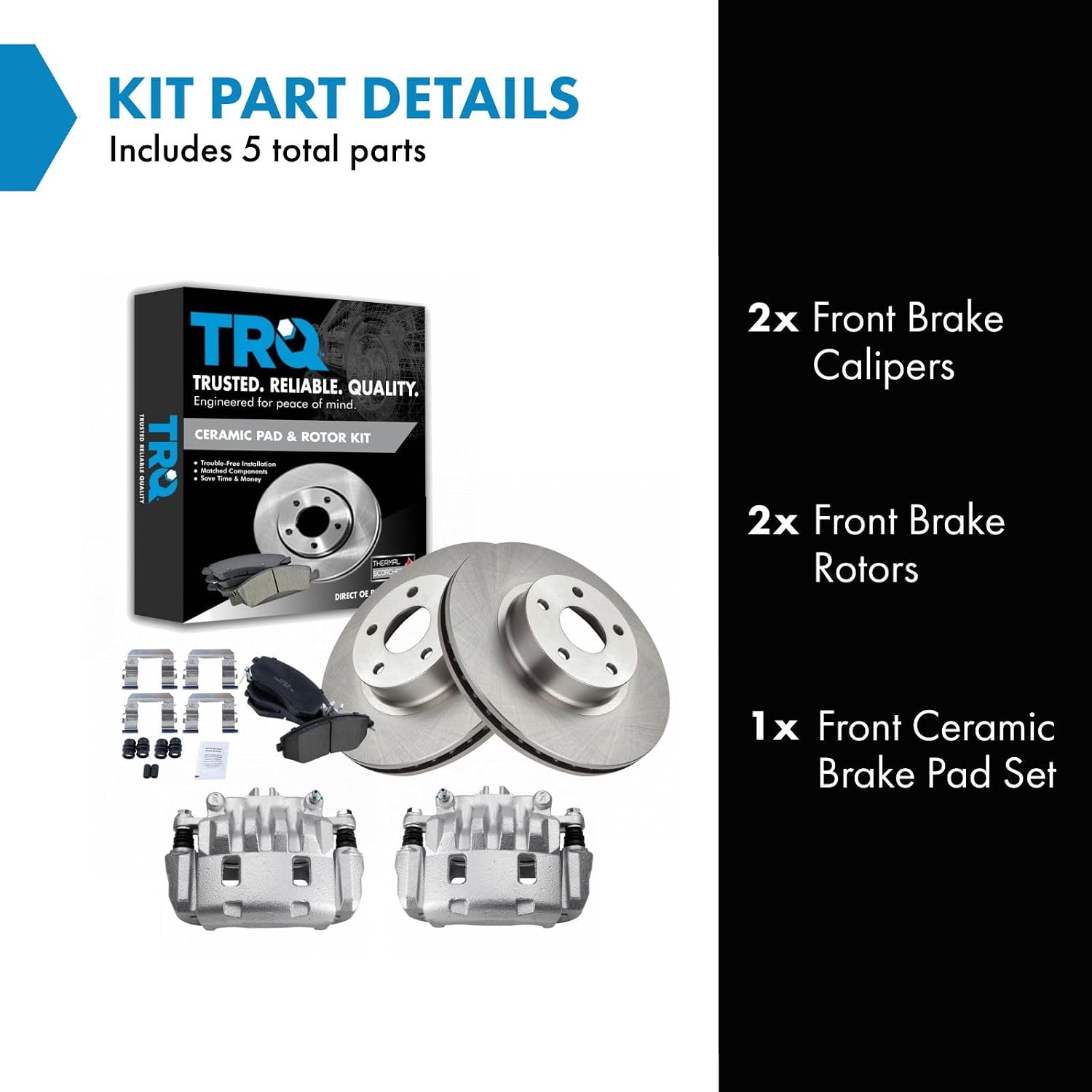 TRQ Front Brake Pad and Rotor Set Ceramic Vented Rotors Calipers Compatible with 2011-2014 Subaru Impreza