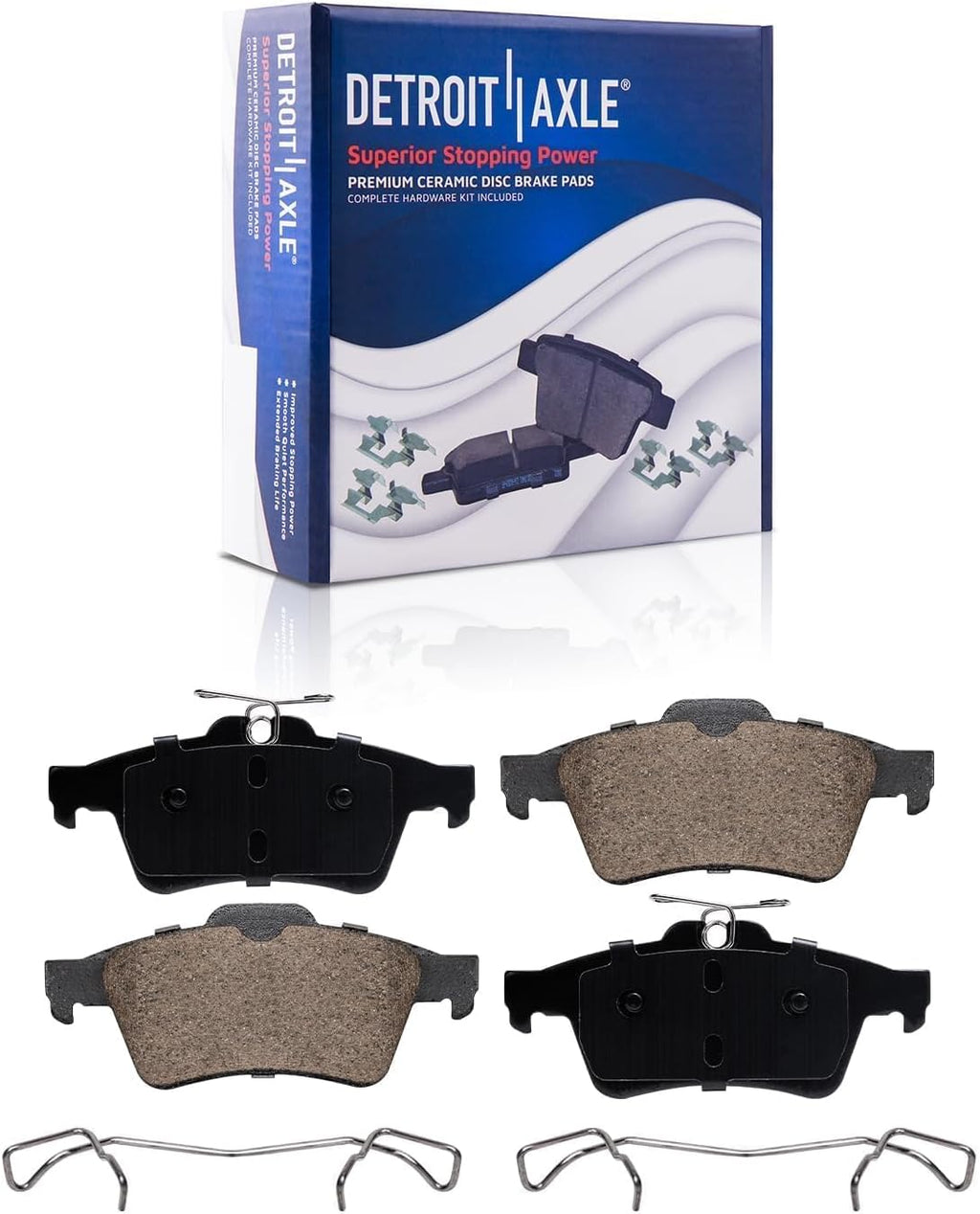 Detroit Axle - Brake Kit for 2006-2013 Volvo C70, 2006-2011 S40, 2005-2011 V50, Disc Brake Rotors Ceramic Brakes Pads with Hardware Replacement: 12.60' inch Front 11.02' inch Rear Rotor