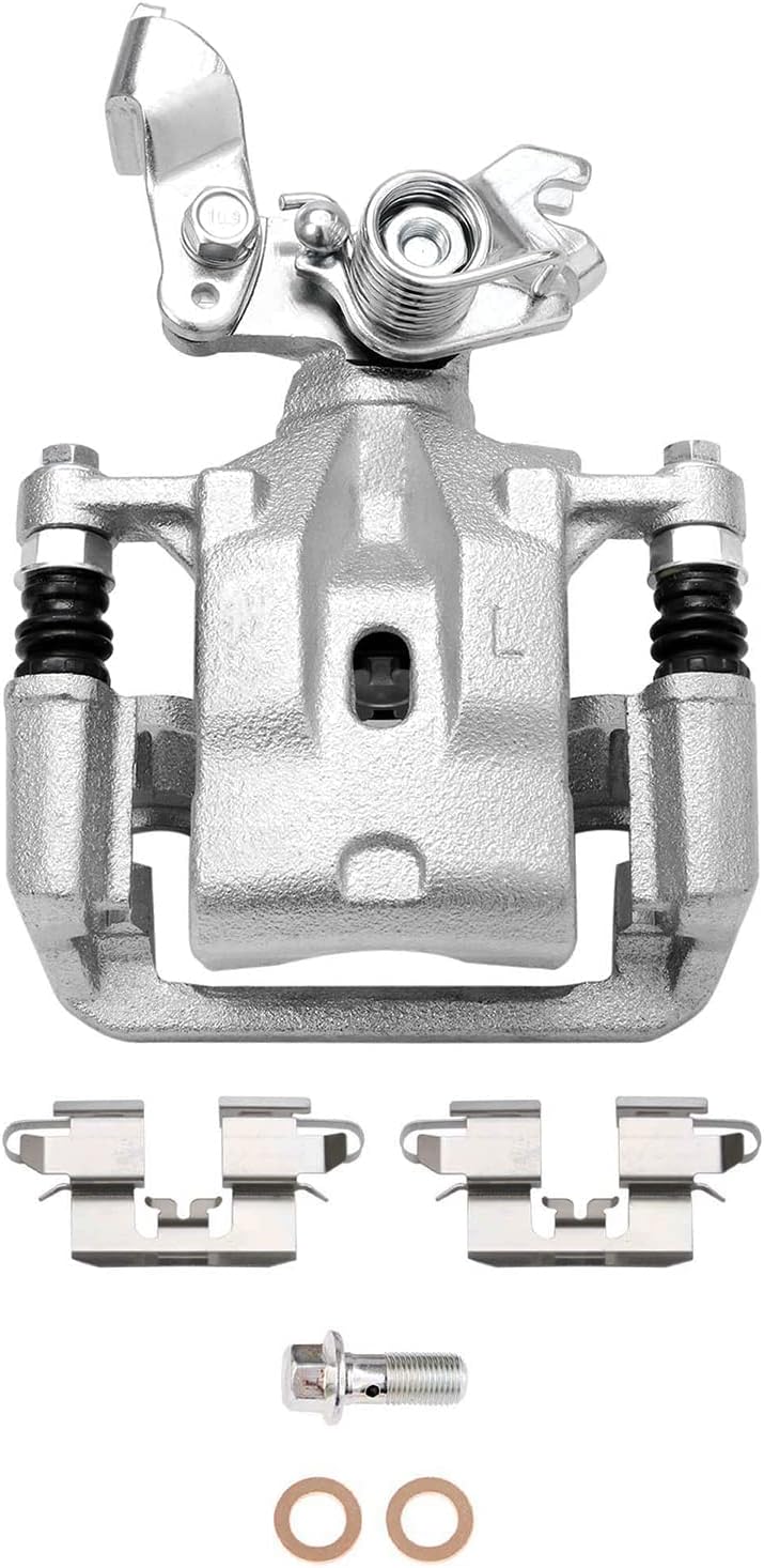 Detroit Axle - Rear Drilled Rotors Brake Pads Left Caliper Replacement for Ford Fusion Lincoln MKZ Zephyr Mazda 6 Mercury Milan - 5pc Set