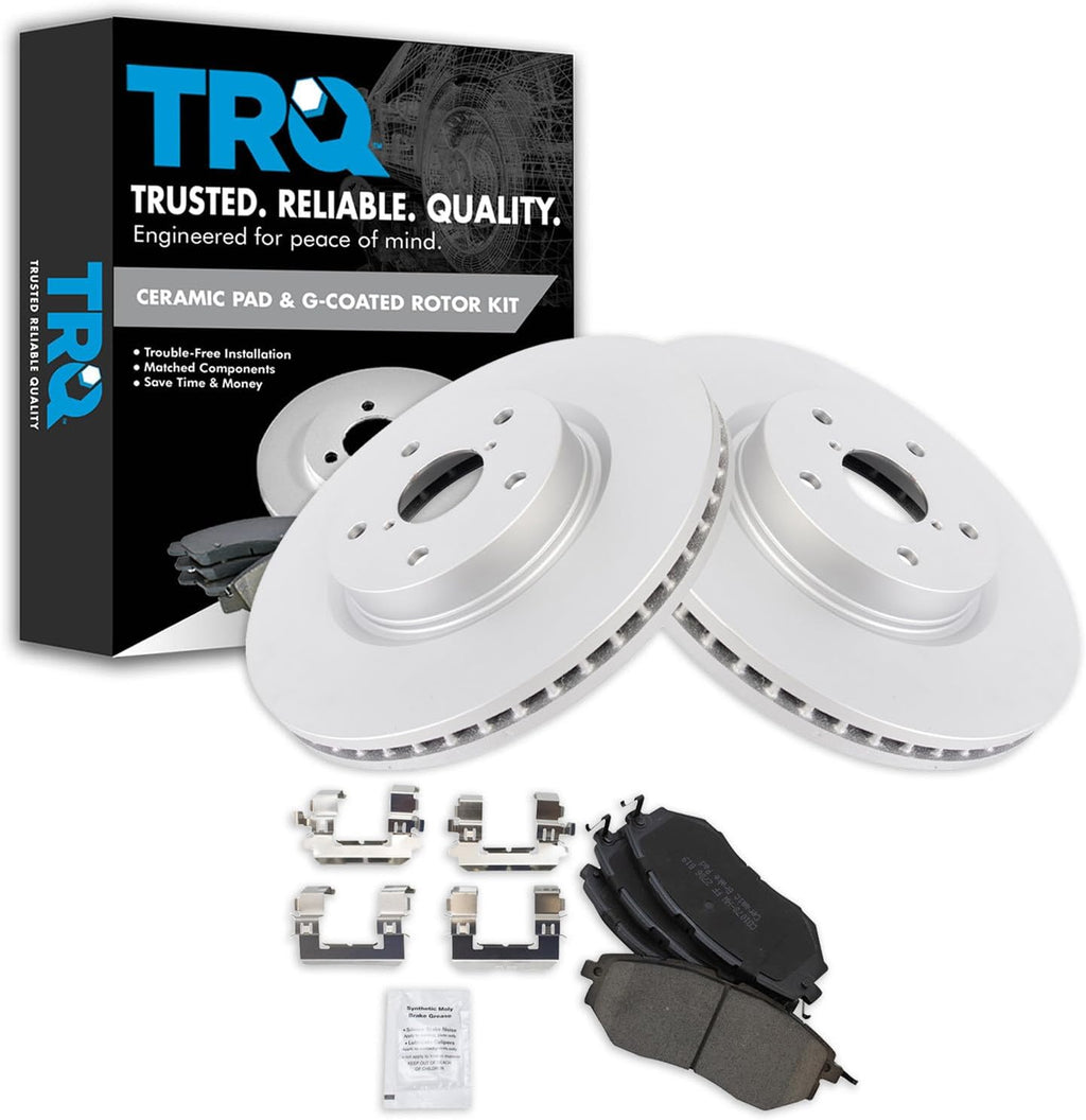 TRQ Front Brake Pad and Rotor Set Ceramic G Coated Vented Rotors Compatible with 2006-2007 Subaru B9 Tribeca 2008-2014 Tribeca 2015-2019 Legacy Outback 2015-2021 WRX