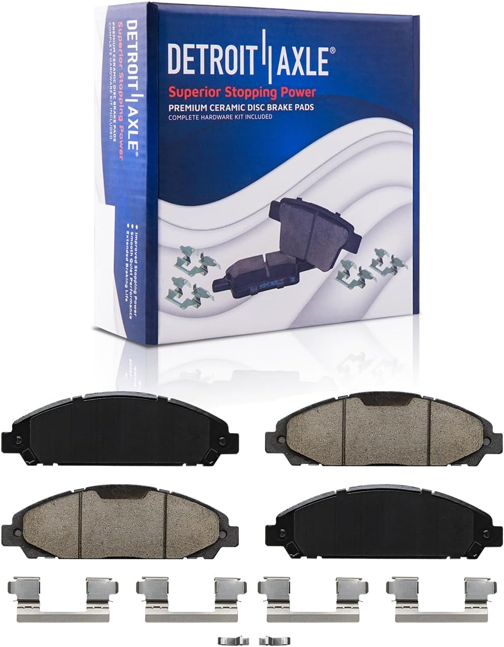 Detroit Axle - Brake Kit for Ford 2015 2016 2017 2018 2019 2020 Mustang 12.60' inch Front and Solid Rear Disc Brake Rotors Ceramic Brakes Pads with Hardware Replacement