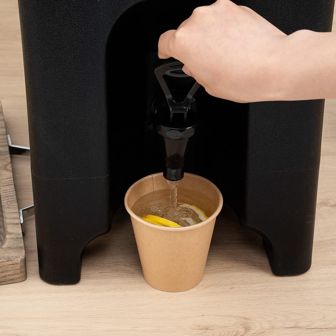 Restaurantware Cater Tek 5 Gallon Beverage Dispenser 1 Insulated Drink Dispenser - Built-In Handles For Hot and Cold Drinks Black Plastic Beverage Server Use At Parties or Restaurants