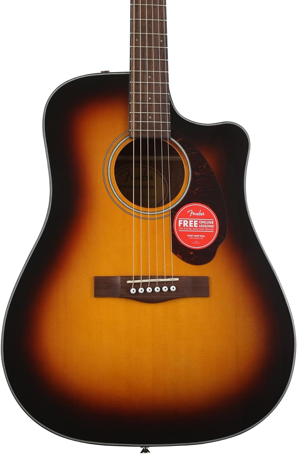 Fender CD-140SCE Dreadnought Acoustic-Electric Guitar, Sunburst Finish, Built-In Electronics, Solid Spruce Top, Scalloped X-Bracing, Mahogany Back and Sides, Comfortable Neck, Includes Tuner and Strap