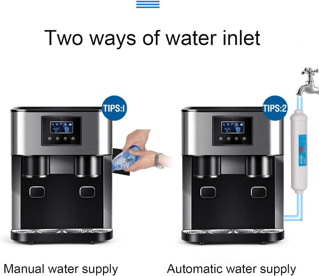 3-in-1 Portable Water Cooler Dispenser Built-in Ice Maker Countertop Crushed Ice Water Dispenser Multi-function for Home Office 34 * 45.5 * 45.5cm(Blue)