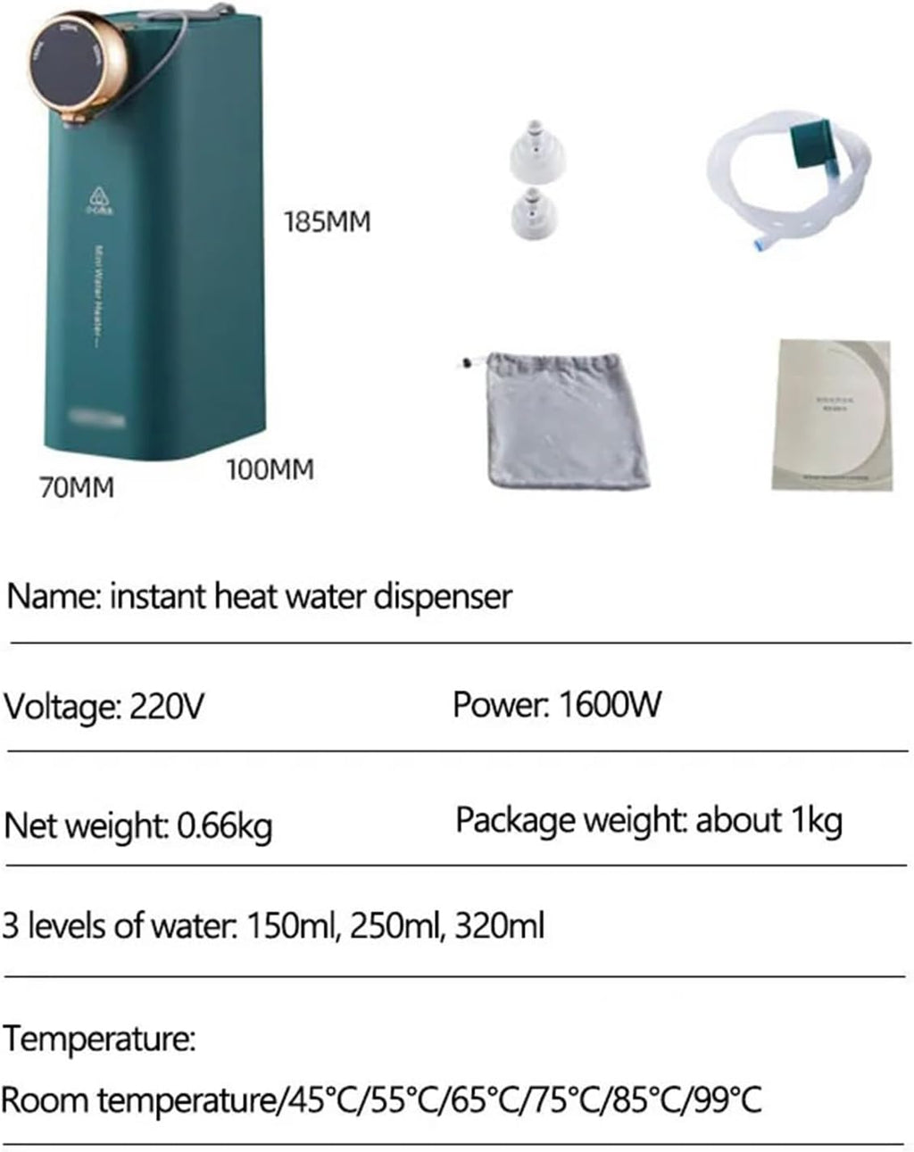 Water Dispenser 1600W Instant Heating Water Dispenser Electric Pump 3s Fast Heat Dispensador Quantitative Bucket Bottle Dispenser Smart Hot & Cold Water Dispensers