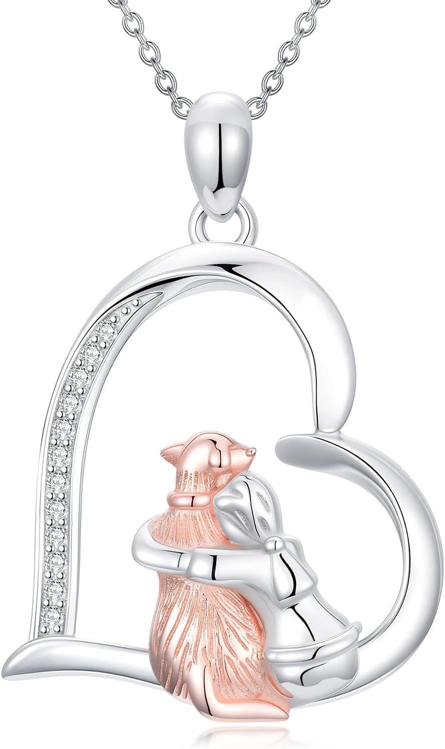 ZBA Natural Diamond Animal Necklaces for Women, 18k Gold Plated 925 Sterling Sliver Fine Jewelry Meaningful Gifts (Color F-G/Clarity I1-I2)