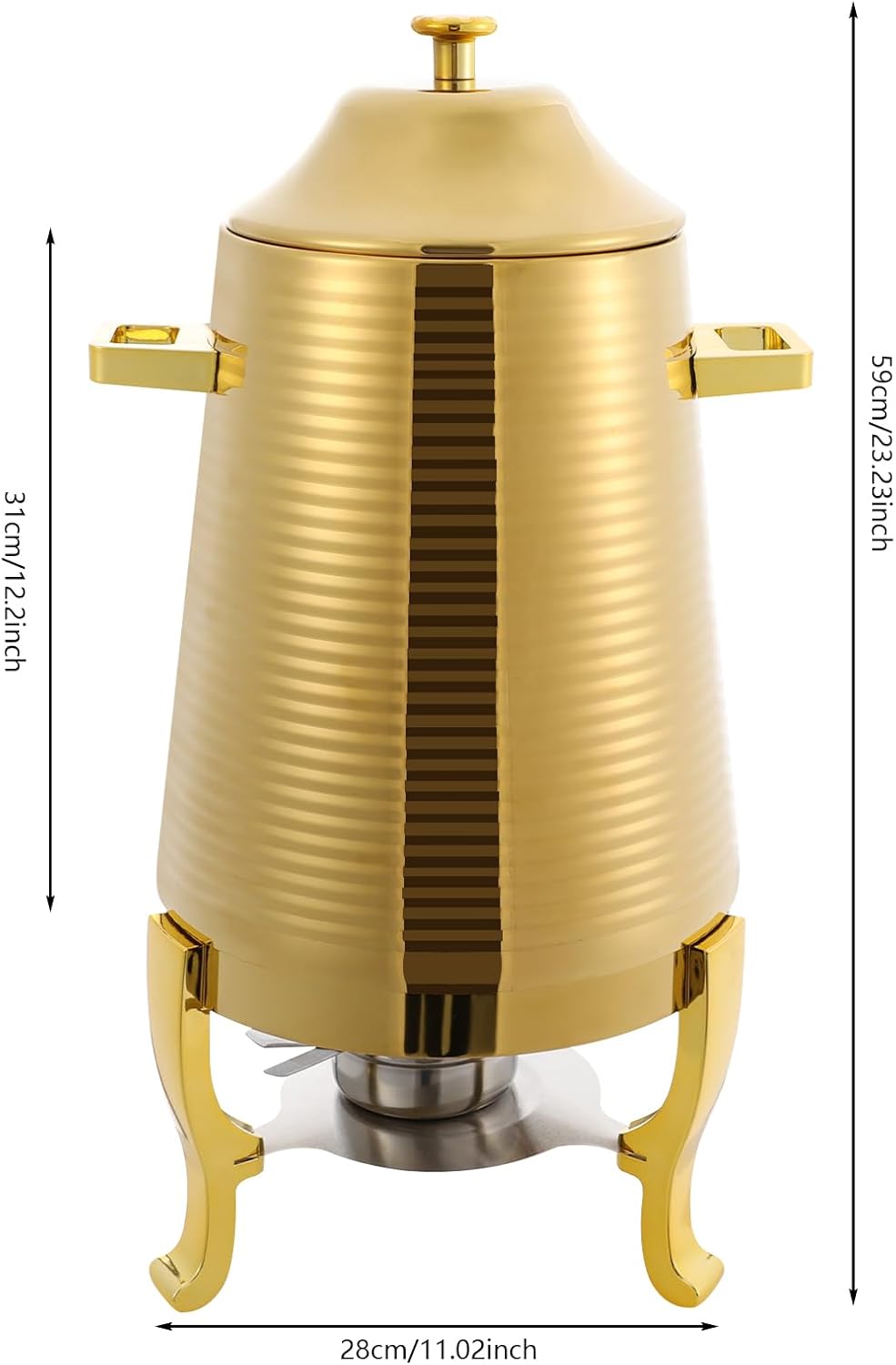 Insulated Beverage Dispenser 13L Stainless Steel Hot Drink Dispenser Countertop Commercial Hot and Cold Coffee Carafe with Spigot & Stand for Tea, Coffee, Milk, Water & Juice (Gold)