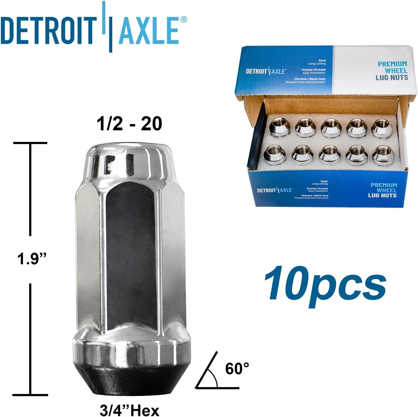 Detroit Axle - Front Brake Kit for 2005-2010 Jeep Grand Cherokee 2006-2010 Commander Drilled & Slotted Brake Rotors Ceramic Brakes Pads Wheel Bearing Hubs Assembly 20pc Wheel Lug Nuts Replacement