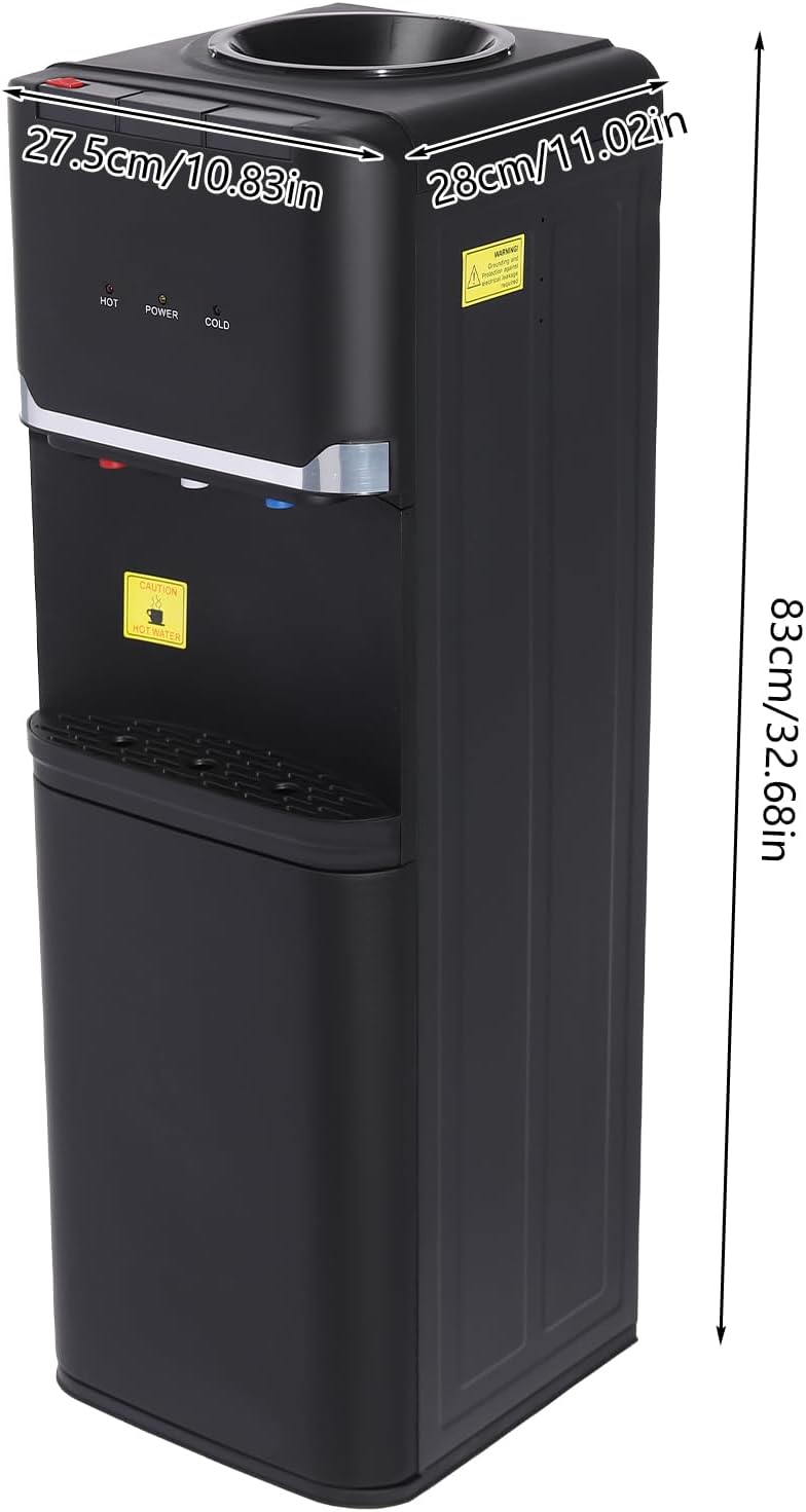 Top Loading Hot Cold Warm Water Dispenser, 3 Temperature Settings, 5Gal Floor Standing Electric Cooler & Heater with Child Lock for Home, Office, Cafes,Black