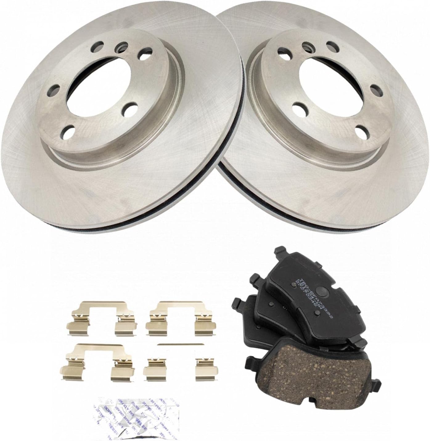 TRQ Front Brake Pad and Rotor Set Ceramic Vented Rotors Compatible with 2011-2016 Mini Cooper Countryman 2013-2016 Cooper Paceman
