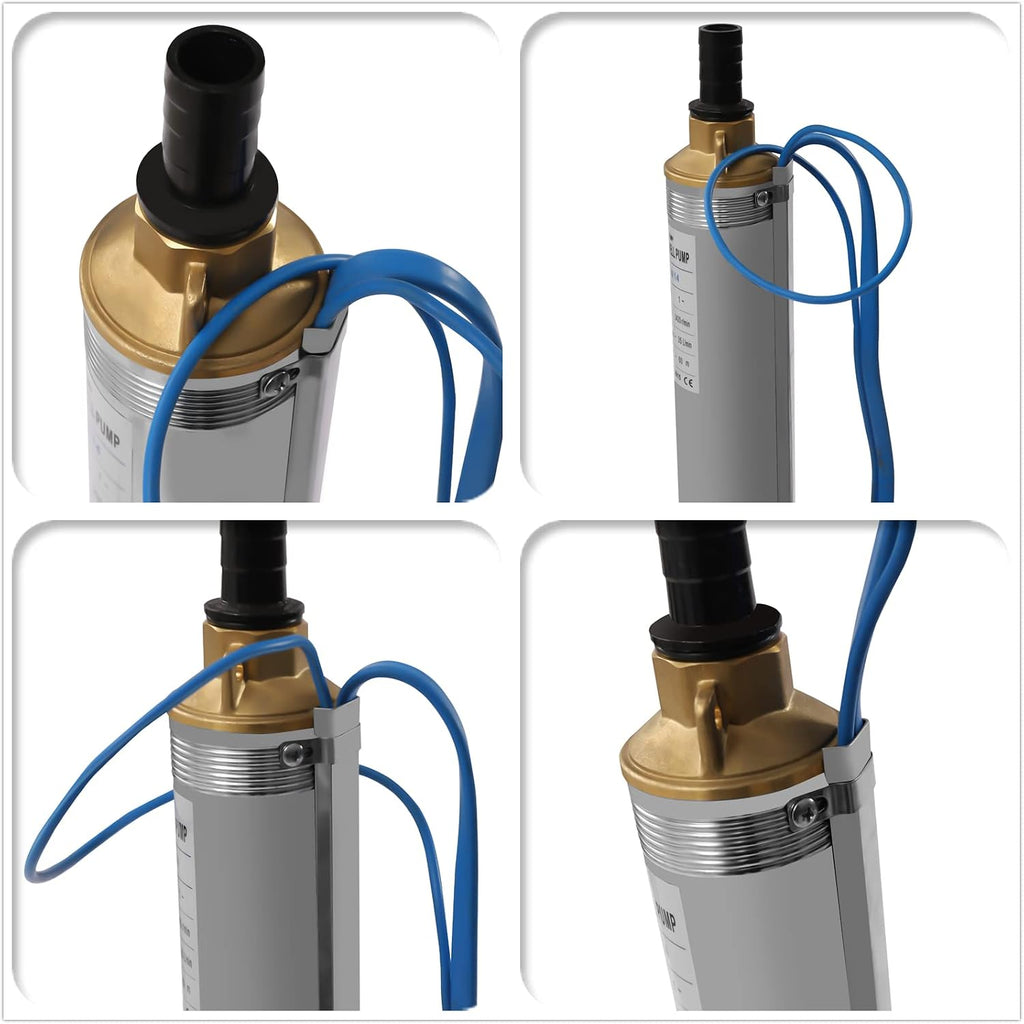 Deep Well Submersible Pump 110V 370W Electric Solar Powered Water Pump | 16 GPM Flow, 216ft Lift, Farm Ranch Irrigation, Bore Hole, 3420 RPM