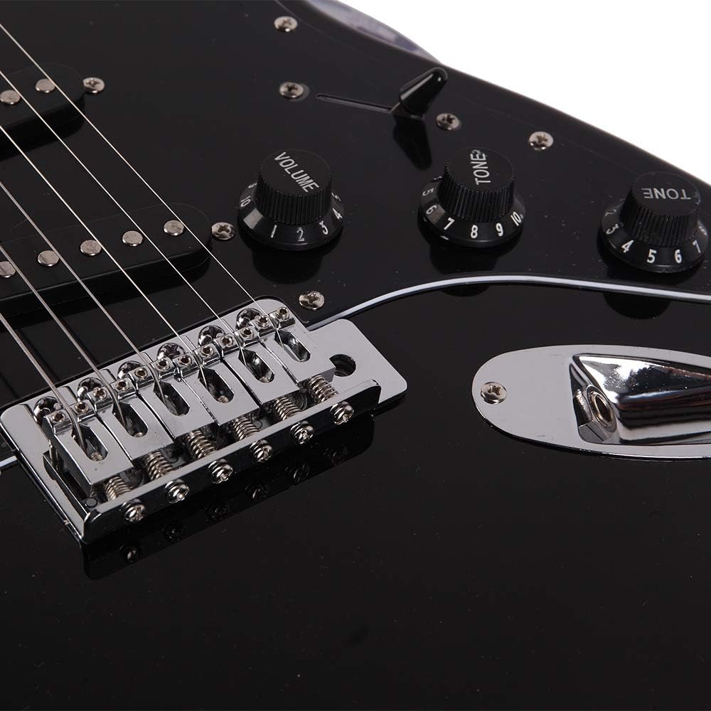 GLARRY Full Size Electric Guitar for Music Lover Beginner with 20W Amp and Accessories Pack Guitar Bag (Black, 39' Right Handed)