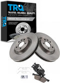 TRQ Front Brake Pad and Rotor Set Ceramic Compatible with 2018-2019 Jaguar E-Pace 2015-2019 Land Rover Discovery Sport 2016-2019 Range Rover Evoque