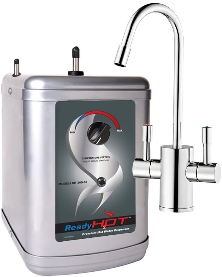 Ready Hot Instant Hot Water Dispenser System with 40-RH-200-SS 2.5 Quart Stainless Steel Tank Only and 41-RH-200-F560-CH 2.5 Quart Stainless Steel Tank with Dual Lever Hot and Cold Water Faucet Bundle