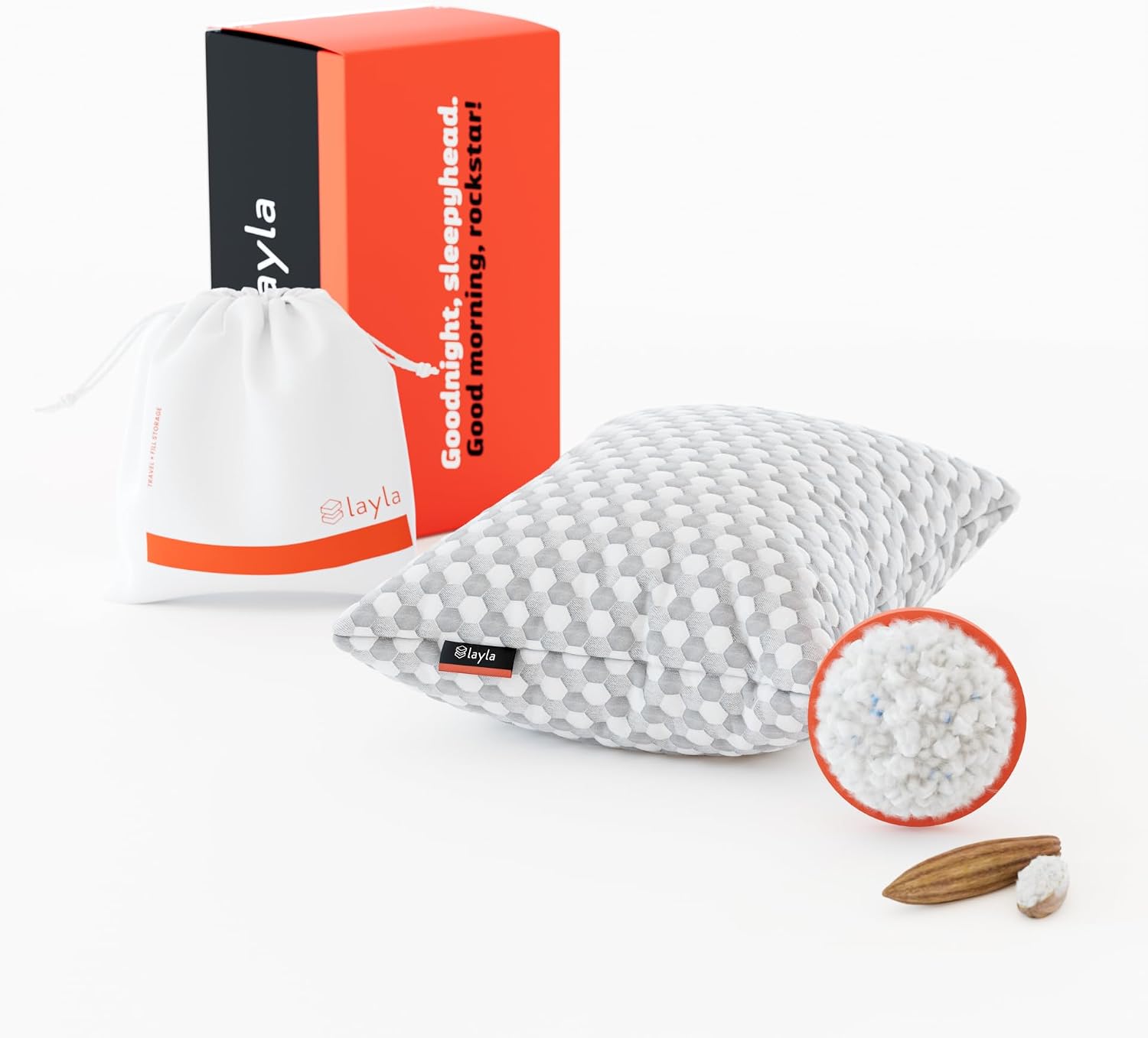 Layla Sleep, Adjustable Fill Kapok Pillow, Luxurious Cooling Pillow, Queen (Single), Supportive for Head, Neck, Fully Adjustable, Natural Material that is Light and Airy. Sleep Better-Kapok Pillows