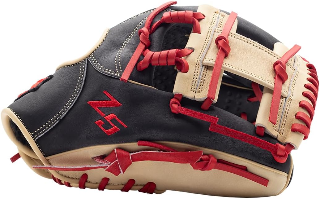 SSK Z5 Craftsman Infield Baseball Glove – 11.25' - 11.5' - 11.75' - 12' – Right & Left Hand Throw (Black/Red/Camel, 11.5')