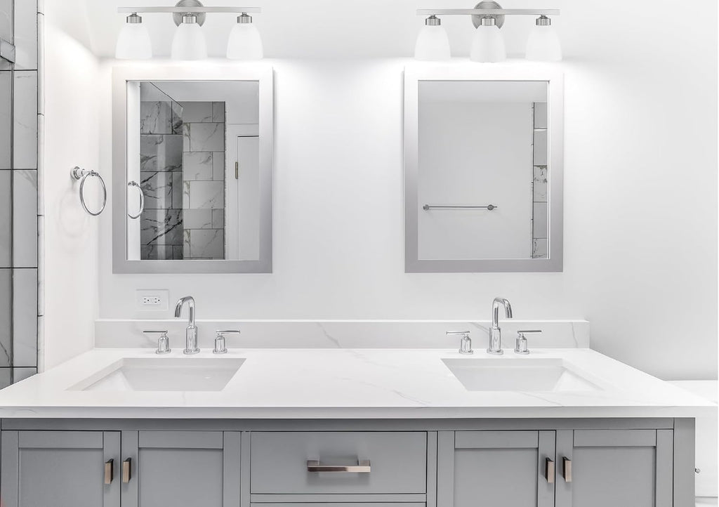 HomePlace Lighting 114331BN-333 Jameson Transitional Soft White Glass Bathroom Vanity Wall Light, 3-Light 300 Total Watts, 9' H x 21' W, Brushed Nickel