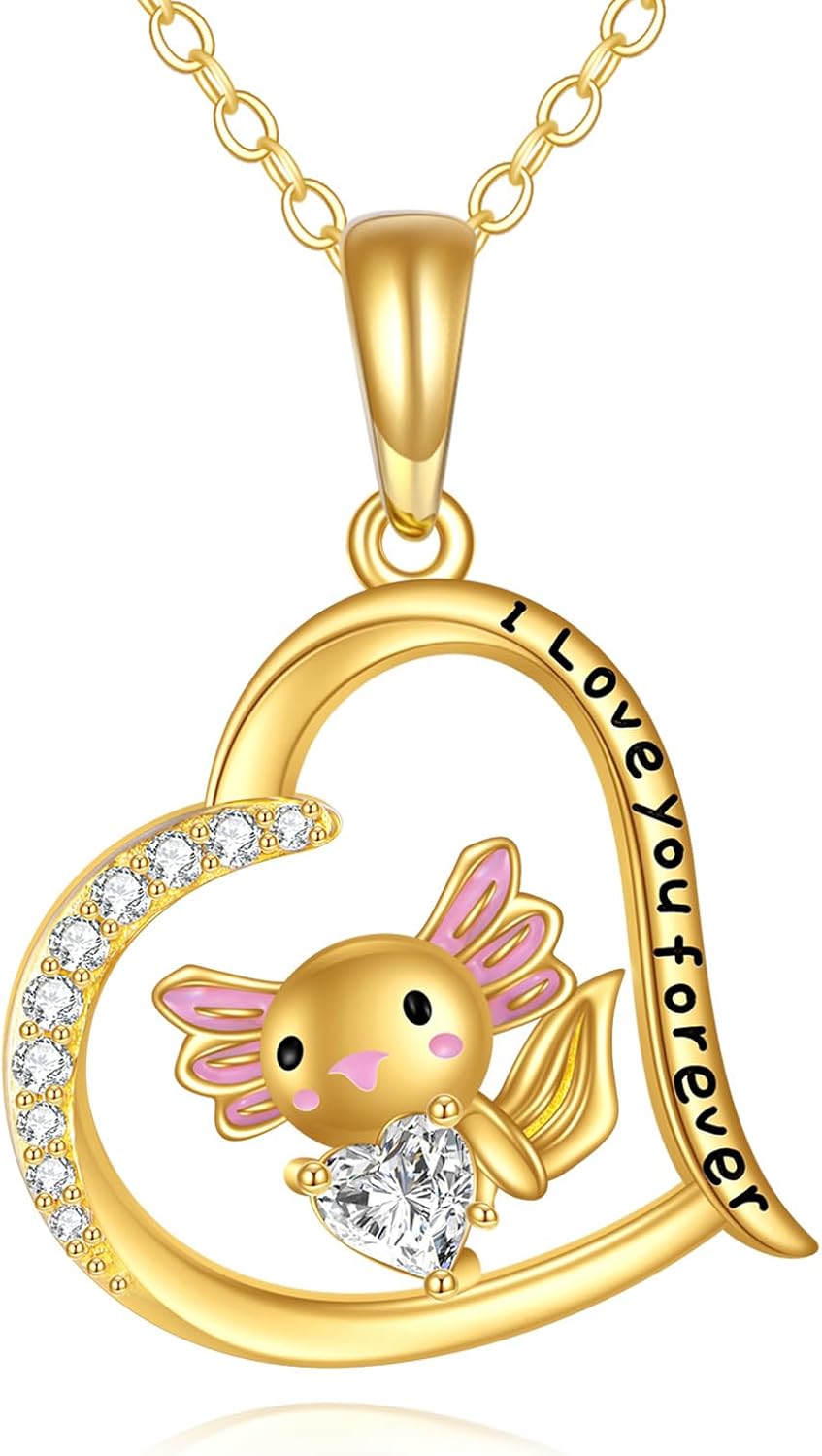 KECHO Christmas Gifts 14k Solid Gold Animals Necklace for Women Giraffe Bee Elephant Ladybug Koala Axolotl Horse Unicorn Cat Necklaces Pendant Jewelry Mothers Day Birthday for Mom Wife Friends