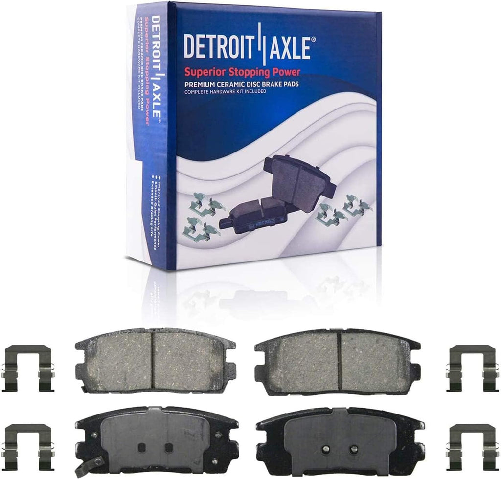 Detroit Axle - Brake Kit for 10-17 Chevy Equinox GMC Terrain, Front and Rear Drilled & Slotted Brake Rotors Ceramic Brake Pads Wheel Bearing Hubs 2010 2011 2012 2013 2014 2015 2016 2017 Replacement