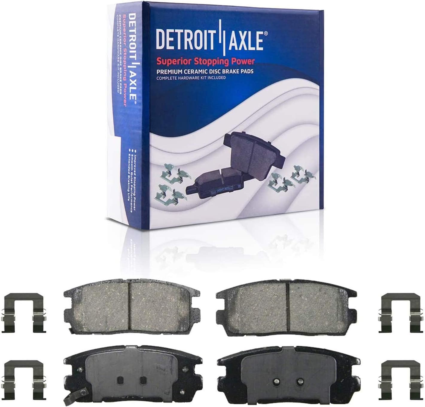 Detroit Axle - Brake Kit for 10-17 Chevy Equinox GMC Terrain, Front and Rear Drilled & Slotted Brake Rotors Ceramic Brake Pads Wheel Bearing Hubs 2010 2011 2012 2013 2014 2015 2016 2017 Replacement