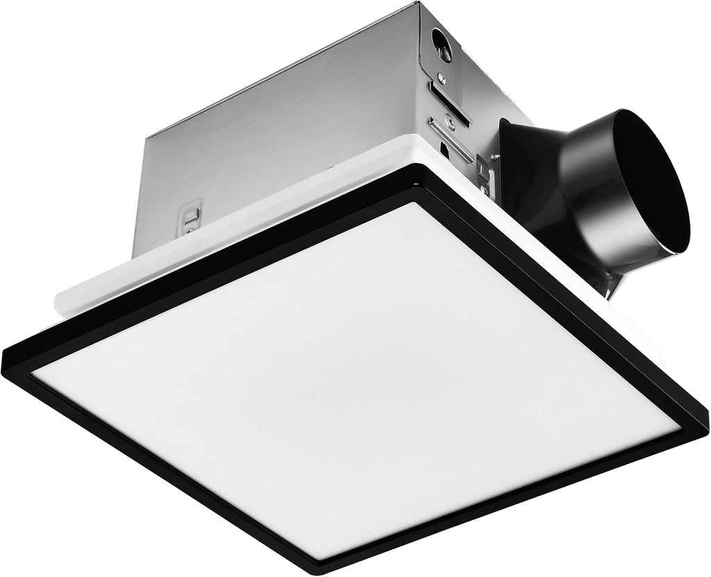 Tech Drive Bathroom Exhaust Fan with Light,110 CFM,1000lm Dimmable 5CCT LED Light with Night Light Selectable, Quiet Ventilation Fan,Energy Star Bath Fan, Decorative Black Trim, Easy to Install
