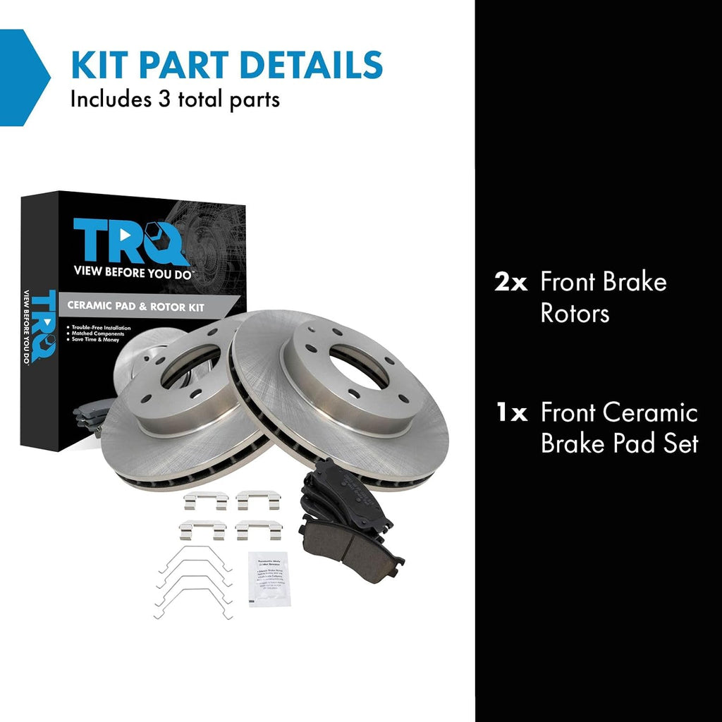 TRQ Front Brake Pad and Rotor Set Ceramic Compatible with 2001-2003 Mazda Protege 2002-2003 Protege5
